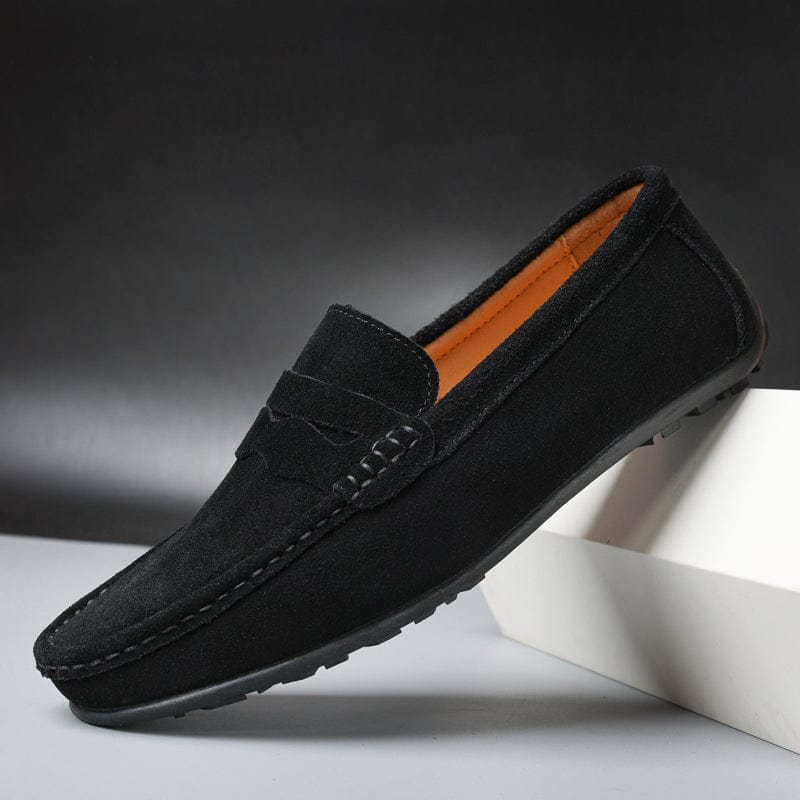 Mocassins à brides pour homme au profil bas avec bande décorative et coutures apparentes