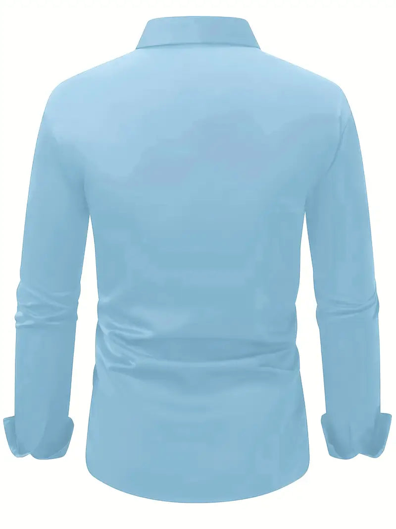 Chemise à manches longues coupe slim pour homme avec col structuré