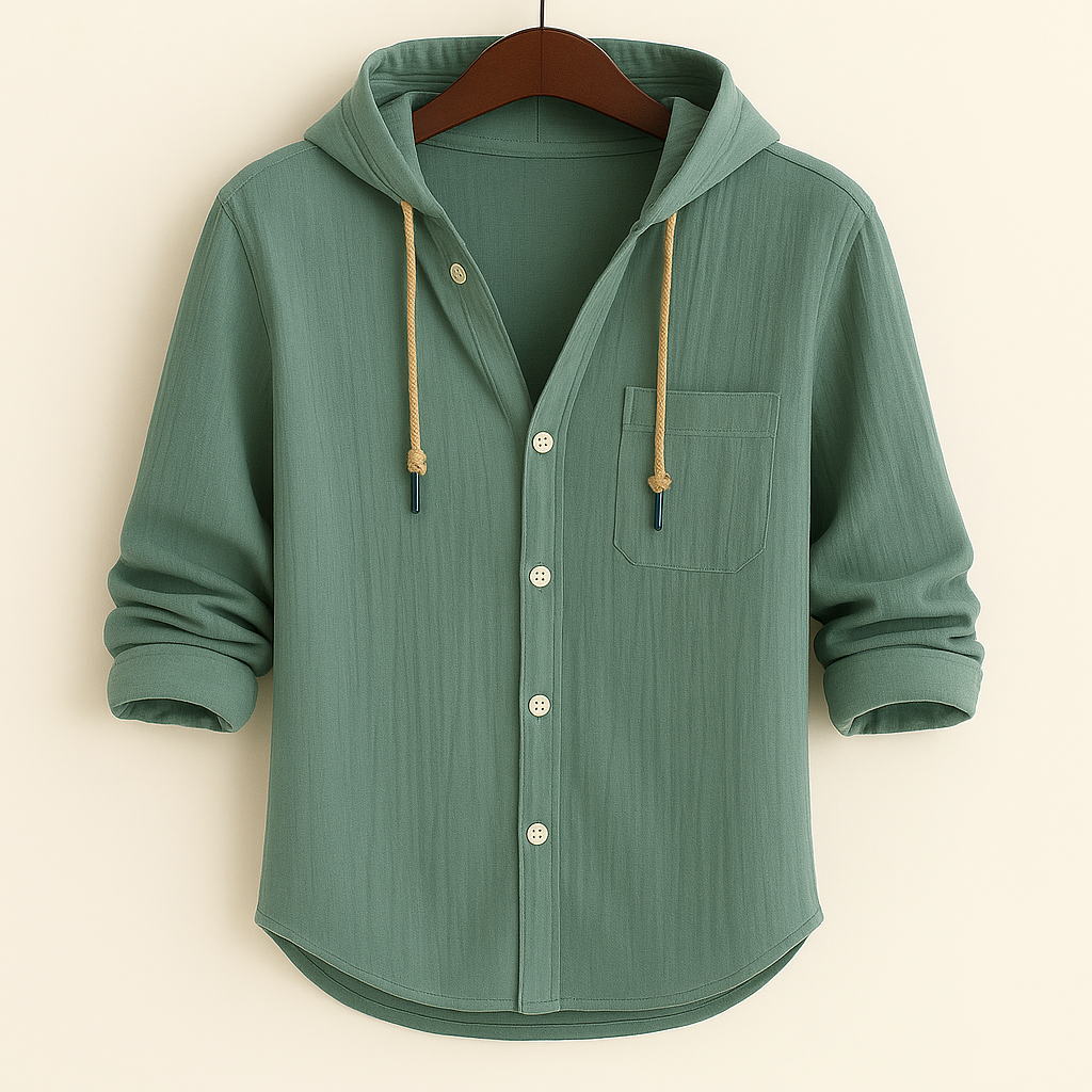 Chemise à capuche en coton doux pour homme, coupe regular