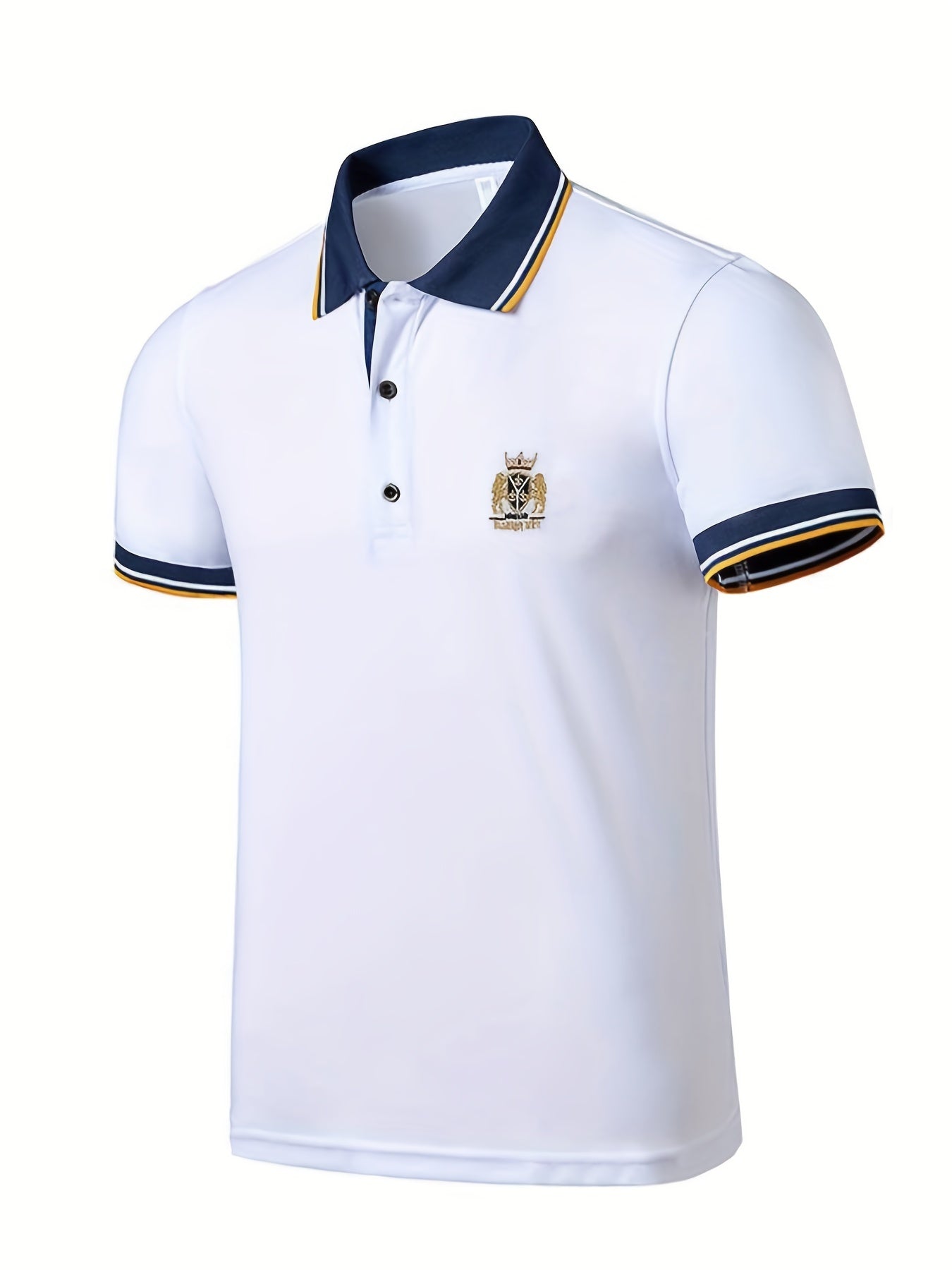 Chemise d'été brodée pour homme avec col à revers décontracté en couleur unie