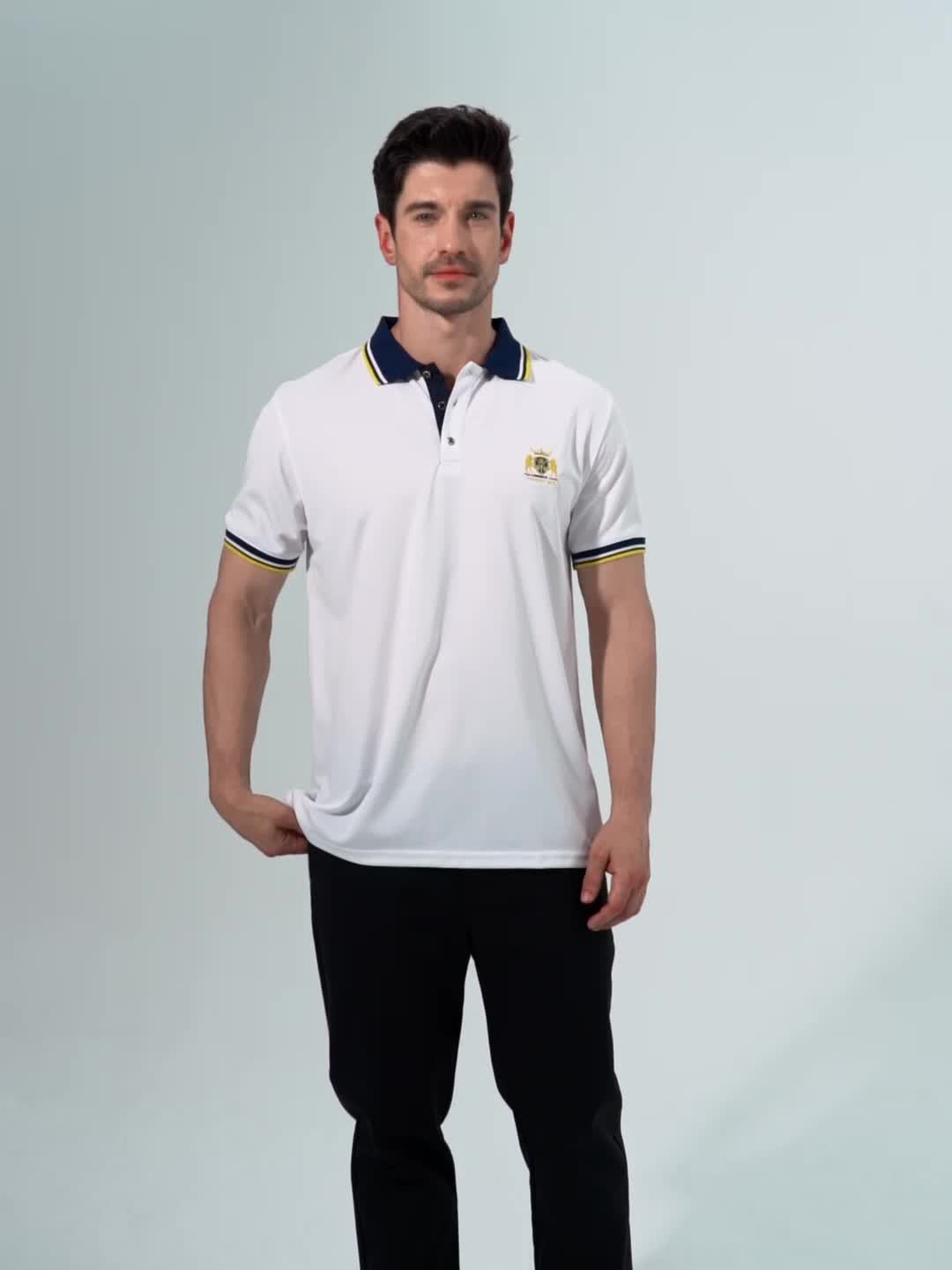 Chemise d'été brodée pour homme avec col à revers décontracté en couleur unie