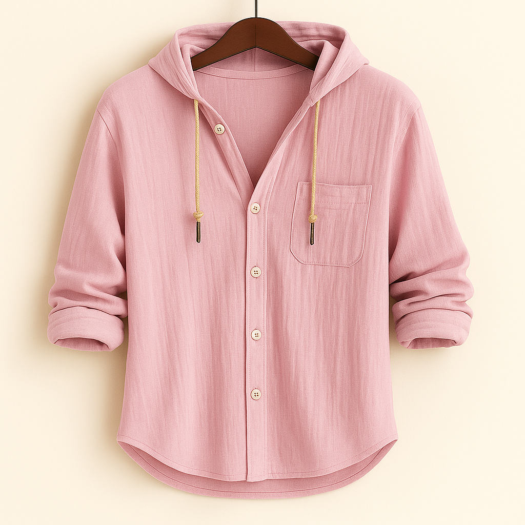 Chemise à capuche en coton doux pour homme, coupe regular