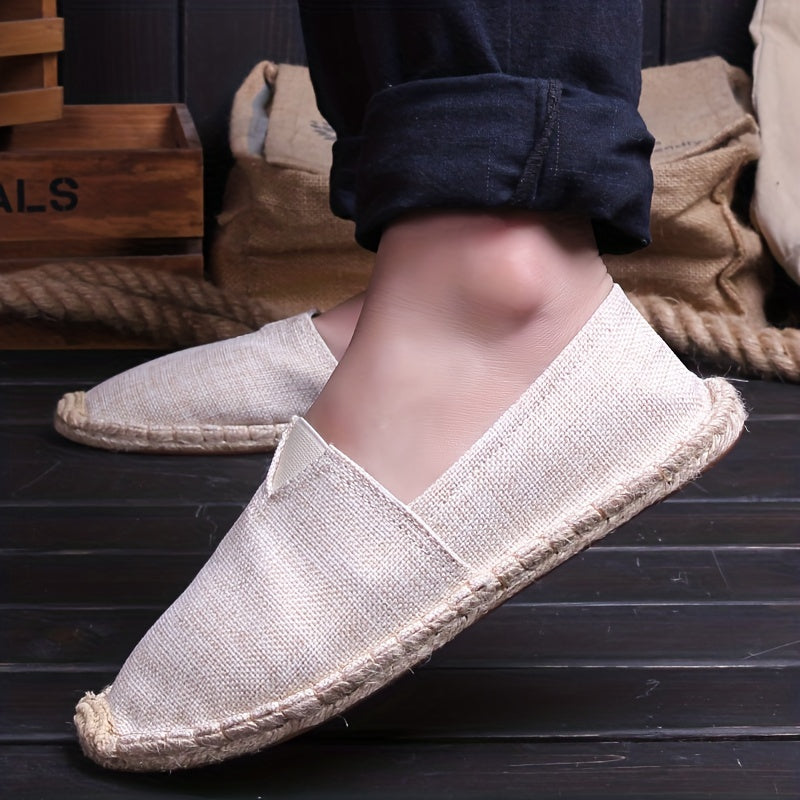 Espadrilles en tissu pour homme au design classique et à la semelle en tissu naturel
