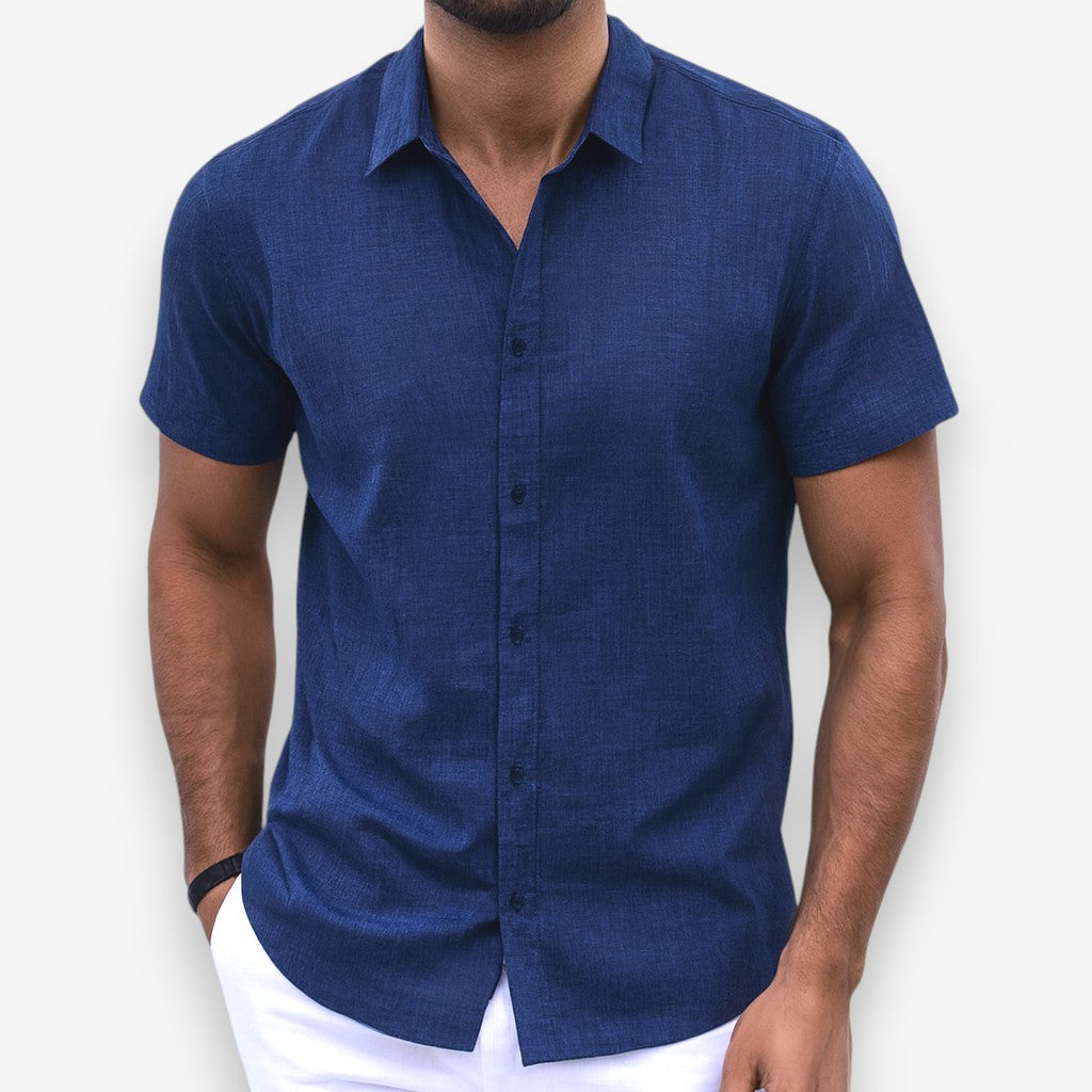Chemise à manches courtes pour homme avec col ouvert et coupe détendue