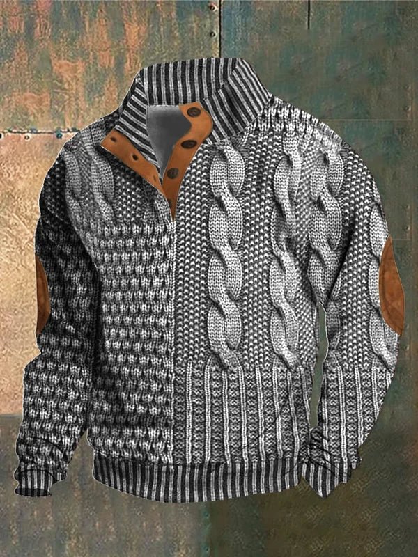 Pull rétro pour homme à motif discret, coupe moderne, porté au quotidien