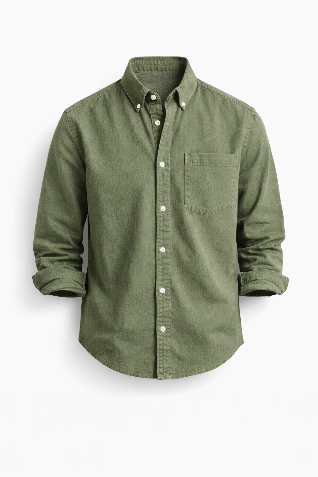 Chemise boutonnée pour homme à col classique, manches longues et poche poitrine