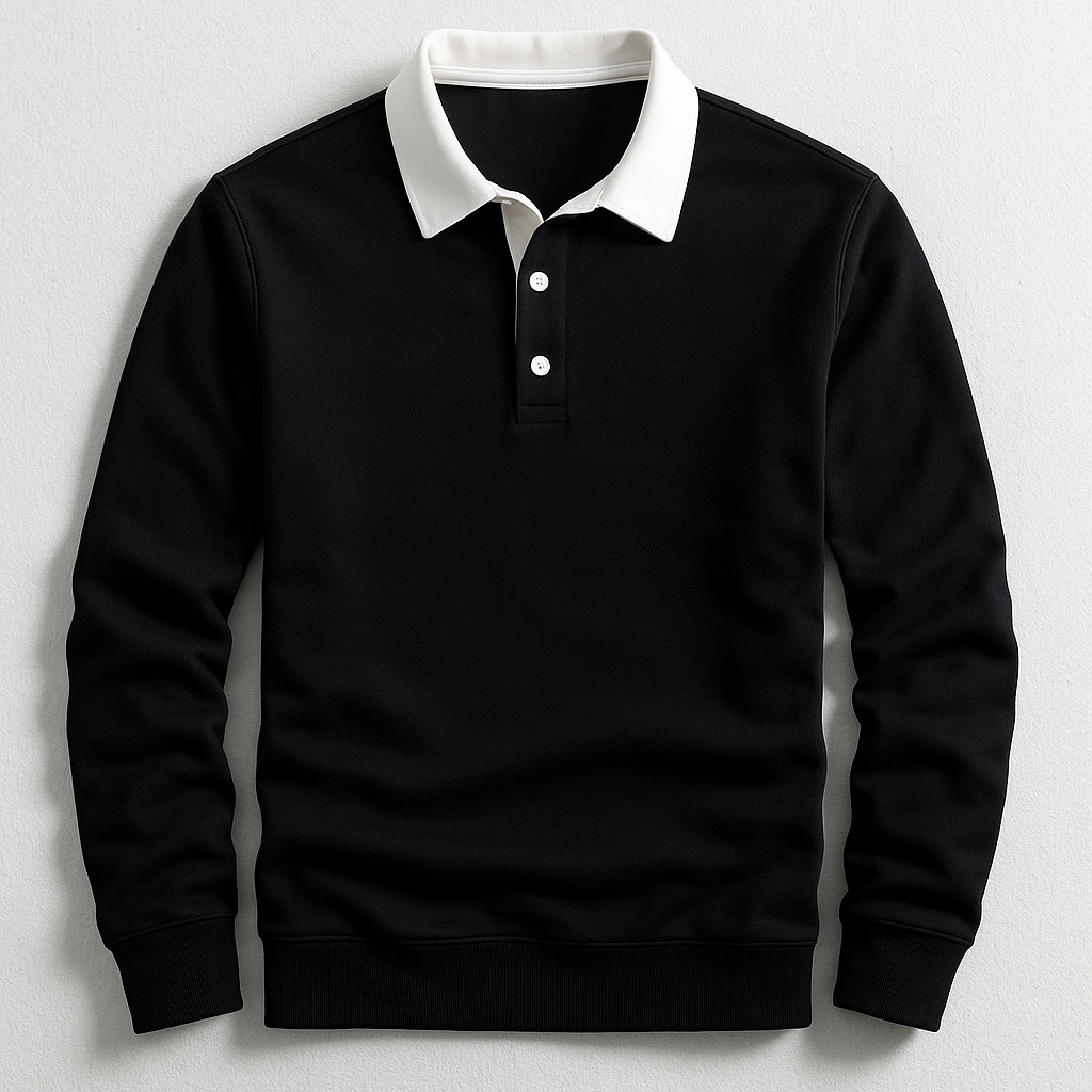 Polo en maille de coton pour homme avec col rétro contrasté, coupe structurée