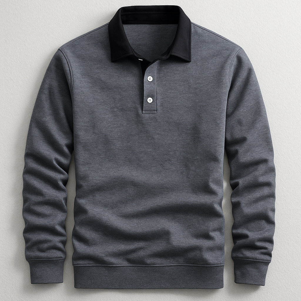 Polo en maille de coton pour homme avec col rétro contrasté, coupe structurée