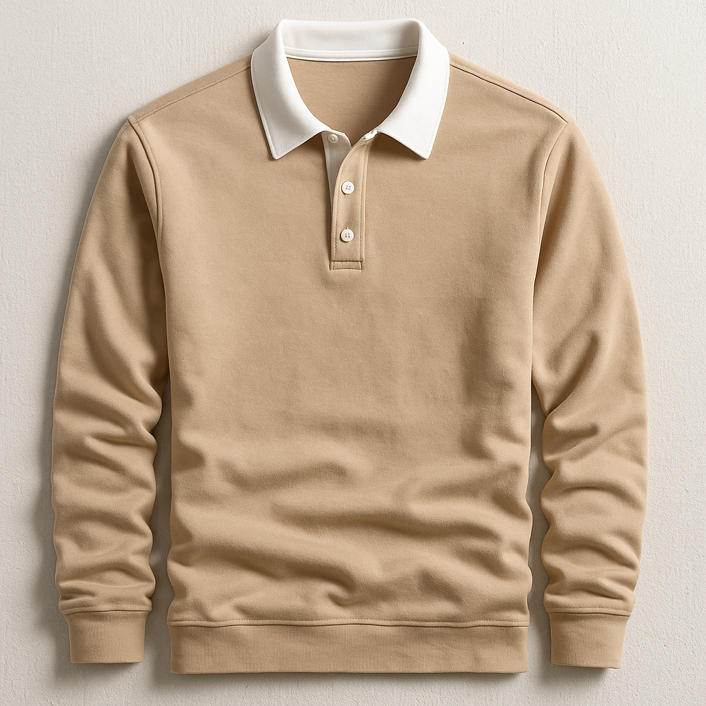 Polo en maille de coton pour homme avec col rétro contrasté, coupe structurée