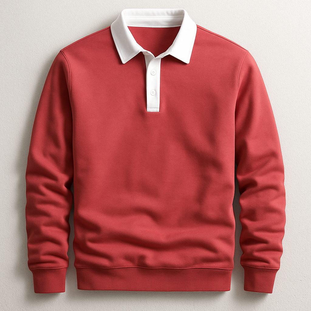 Polo en maille de coton pour homme avec col rétro contrasté, coupe structurée