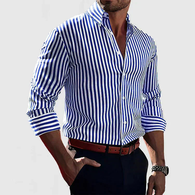 Chemise homme à rayures verticales de coupe ajustée