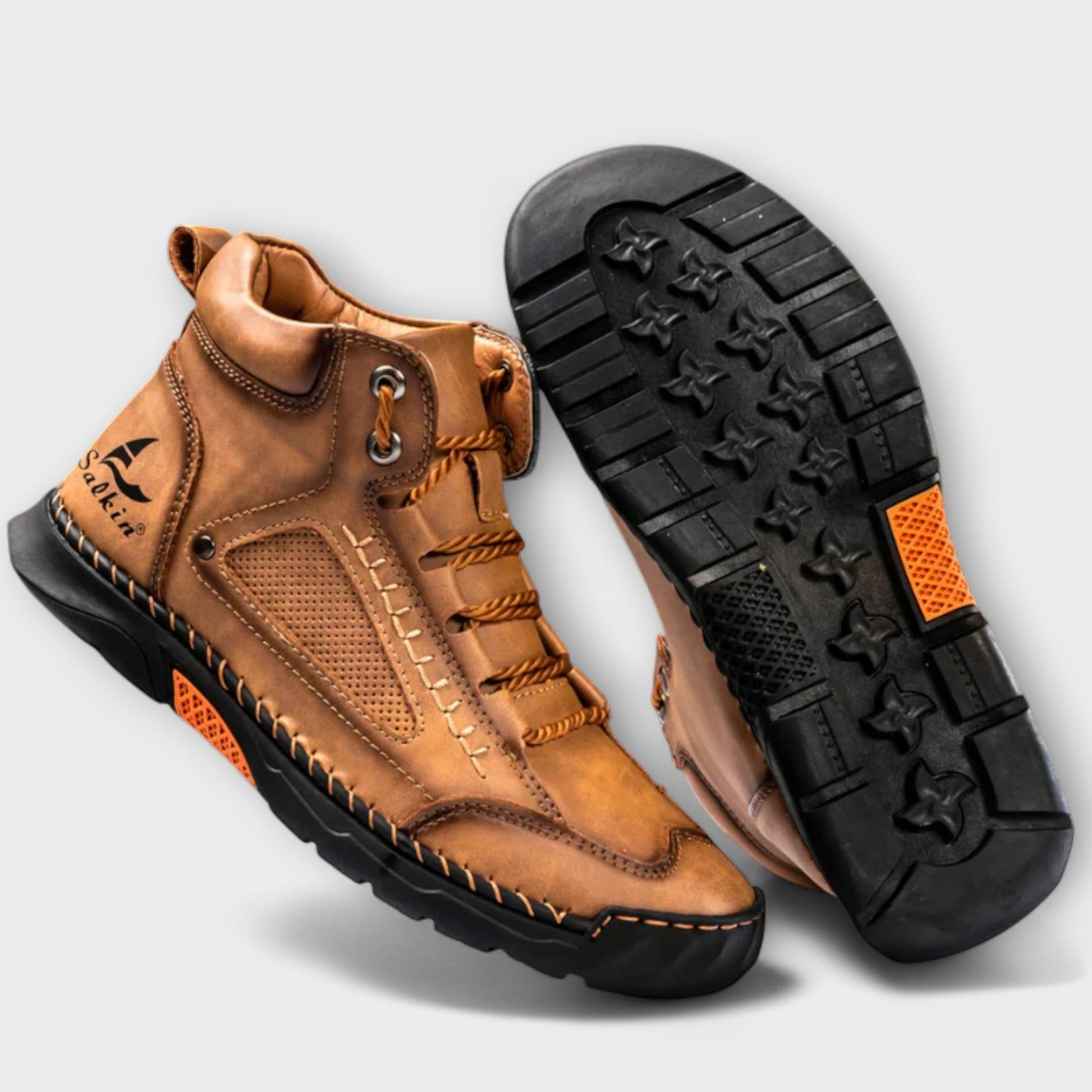 Chaussures orthopédiques en cuir pour homme avec semelle en caoutchouc à motif exclusif
