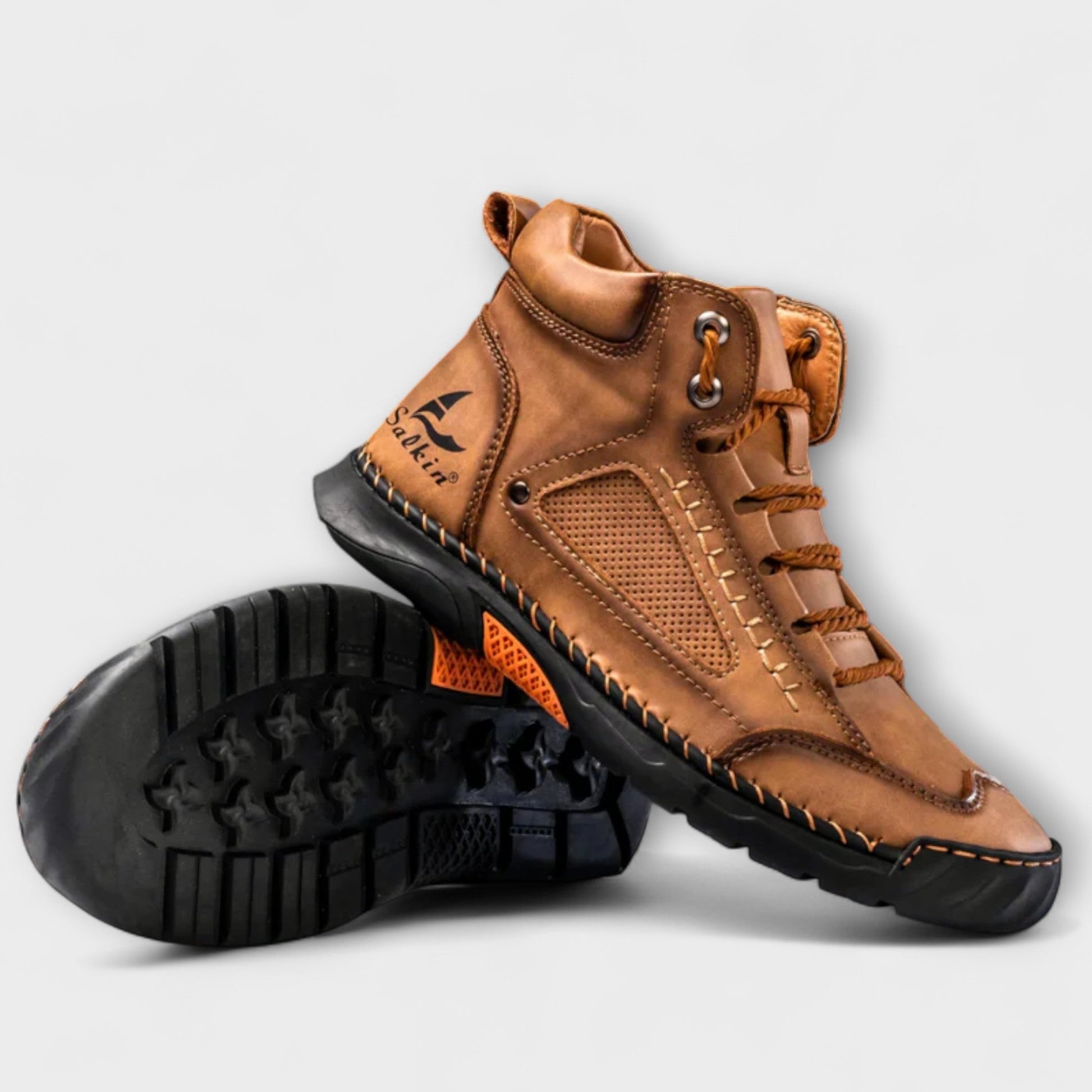 Chaussures orthopédiques en cuir pour homme avec semelle en caoutchouc à motif exclusif