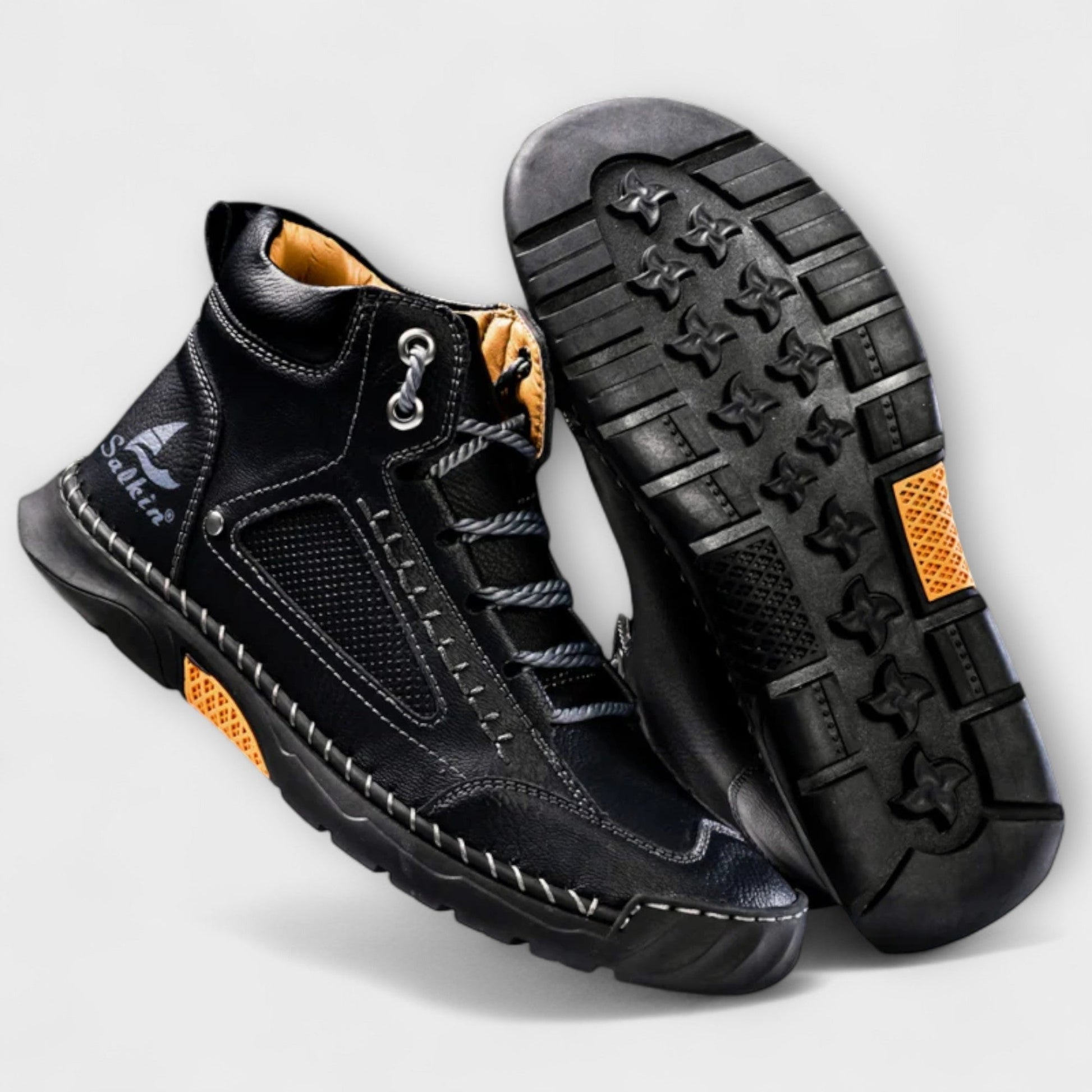Bottes en cuir souple pour homme aux coutures soignées et à la semelle renforcée