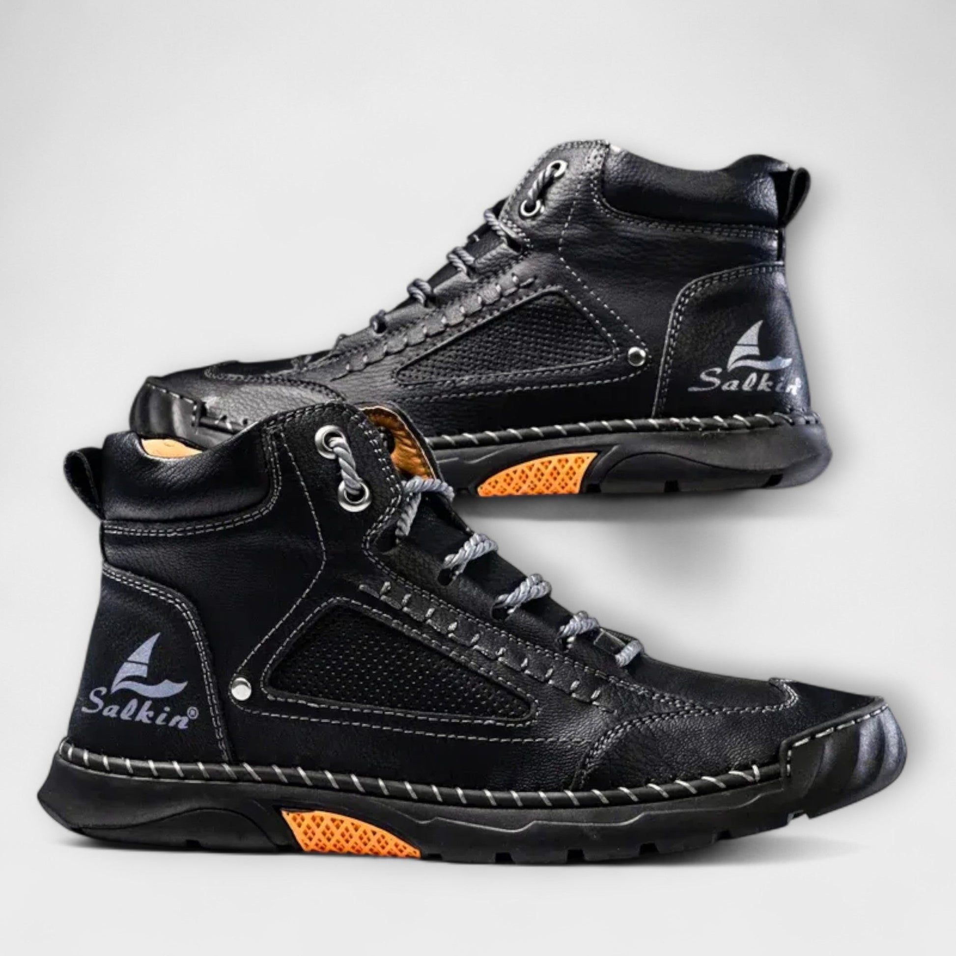 Bottes en cuir souple pour homme aux coutures soignées et à la semelle renforcée