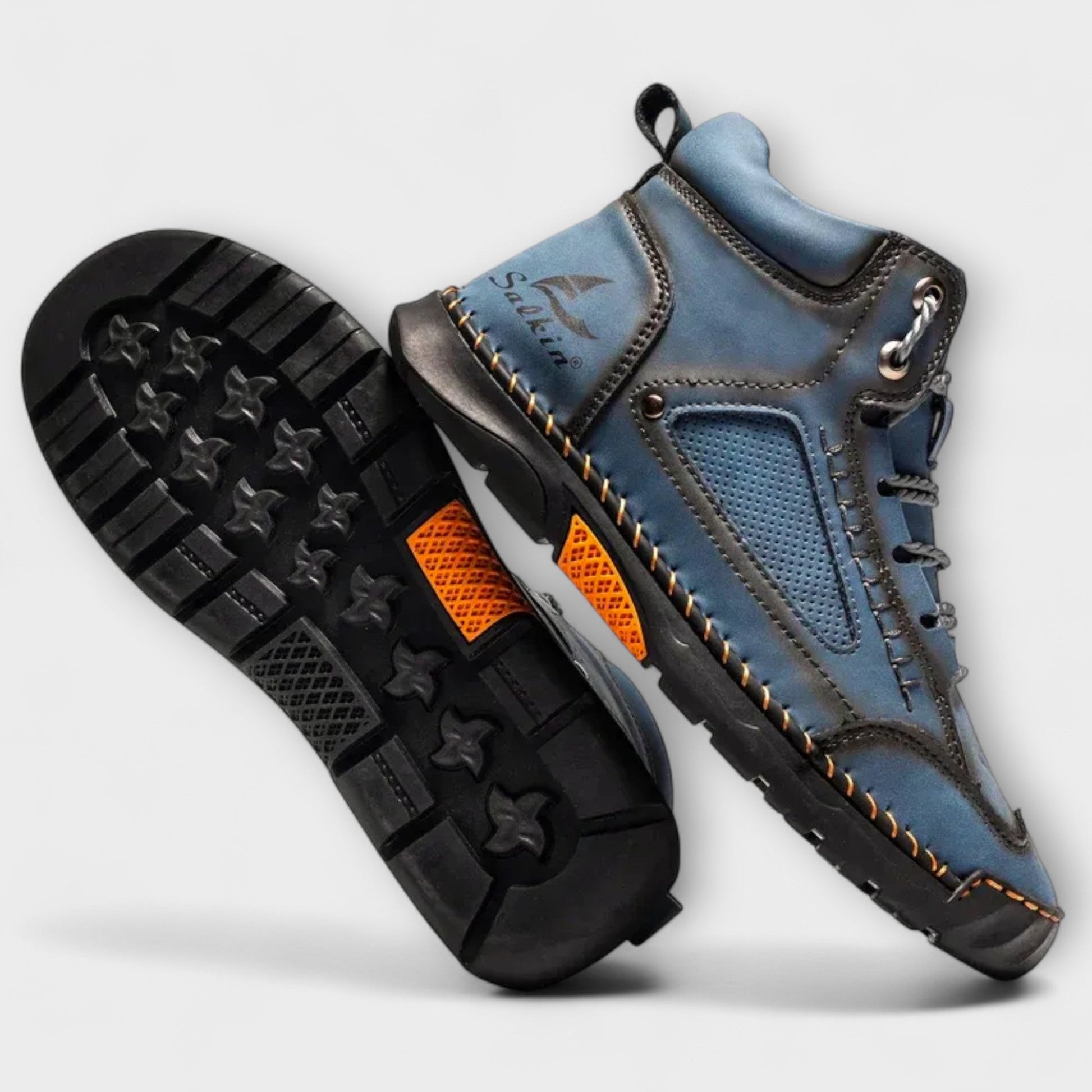 Chaussures orthopédiques en cuir pour homme avec semelle en caoutchouc à motif exclusif