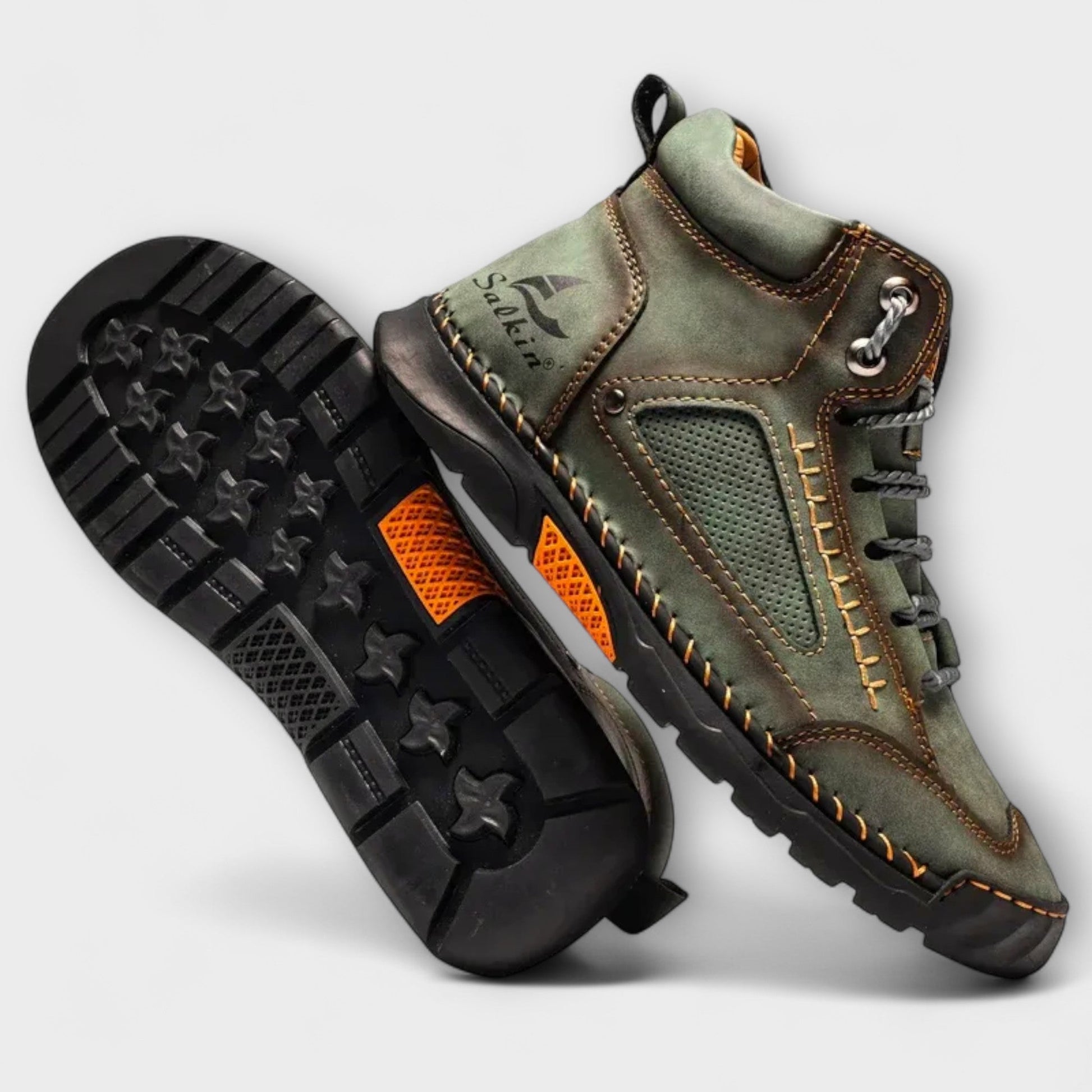 Chaussures orthopédiques en cuir pour homme avec semelle en caoutchouc à motif exclusif