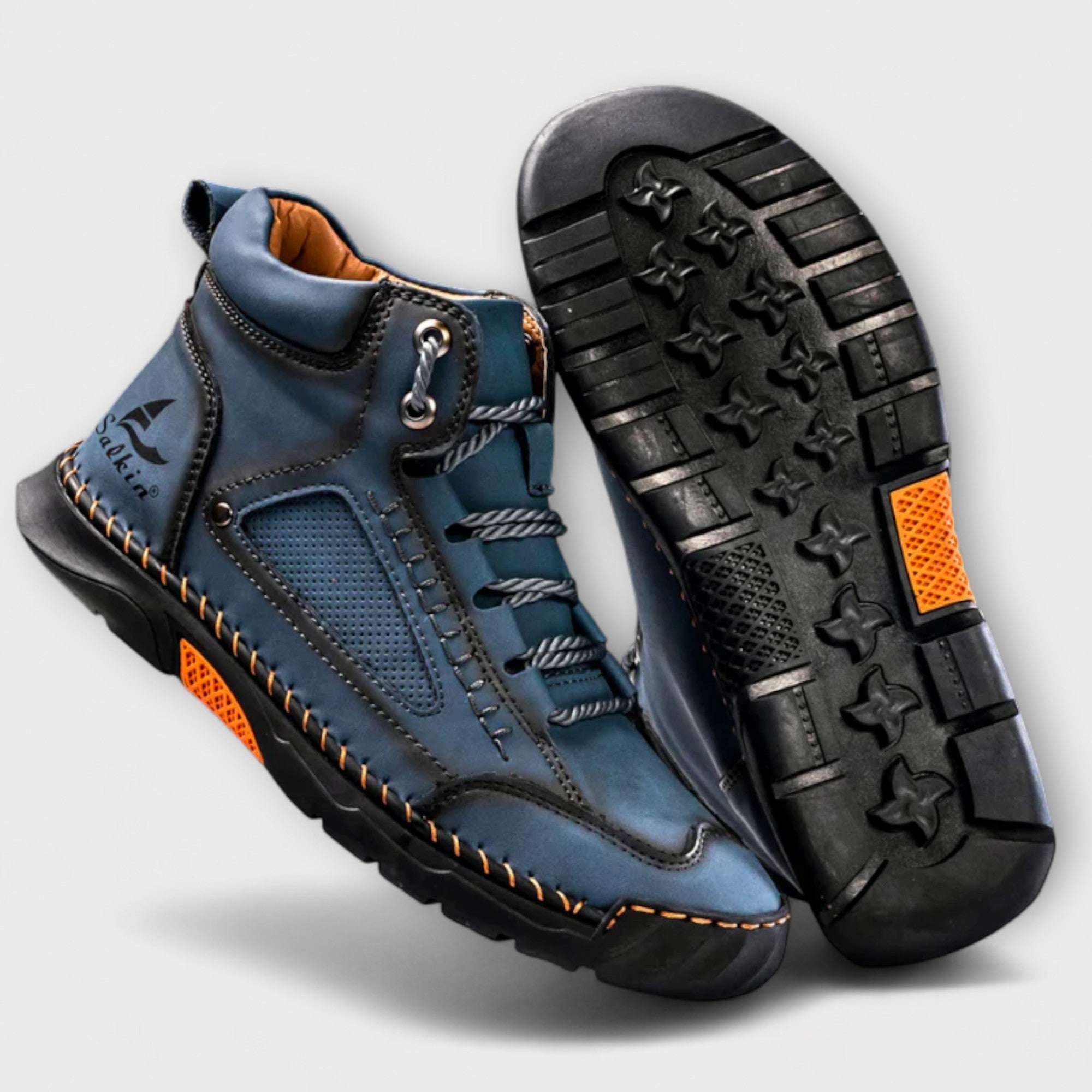 Chaussures orthopédiques en cuir pour homme avec semelle en caoutchouc à motif exclusif
