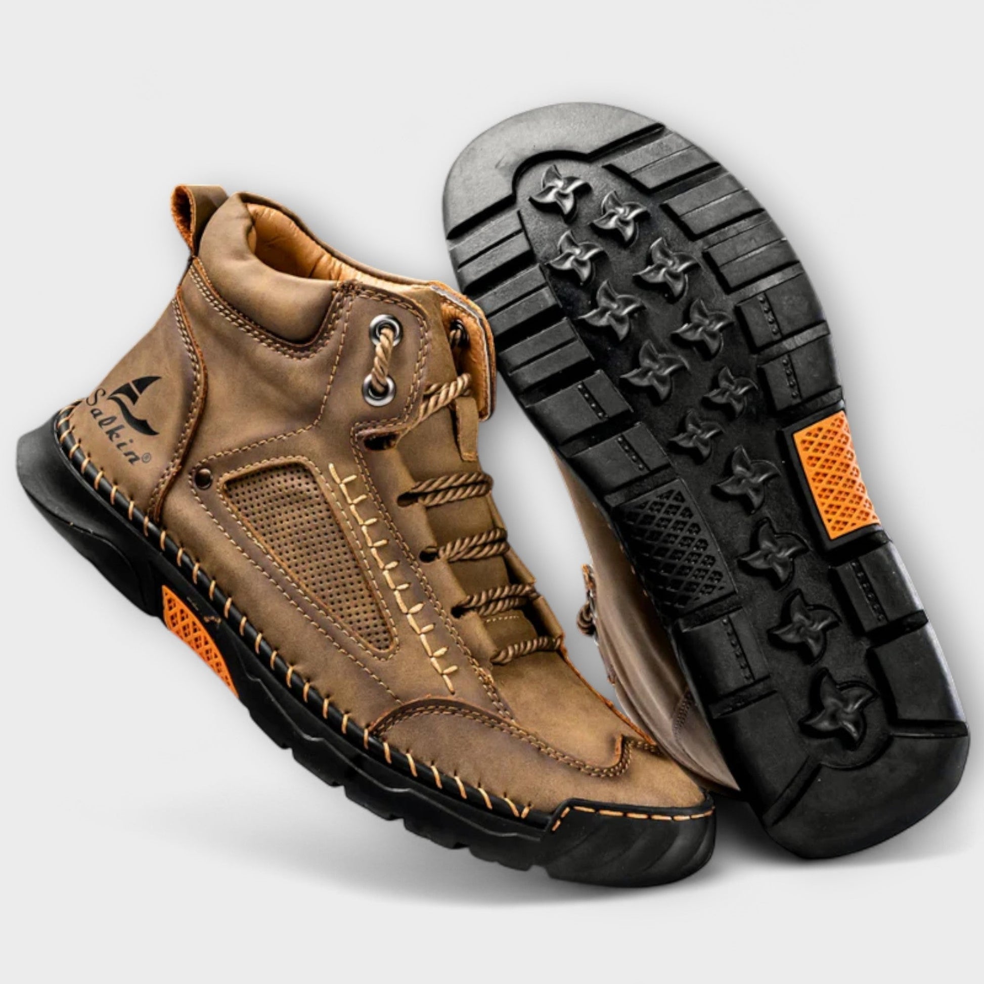Chaussures orthopédiques en cuir pour homme avec semelle en caoutchouc à motif exclusif