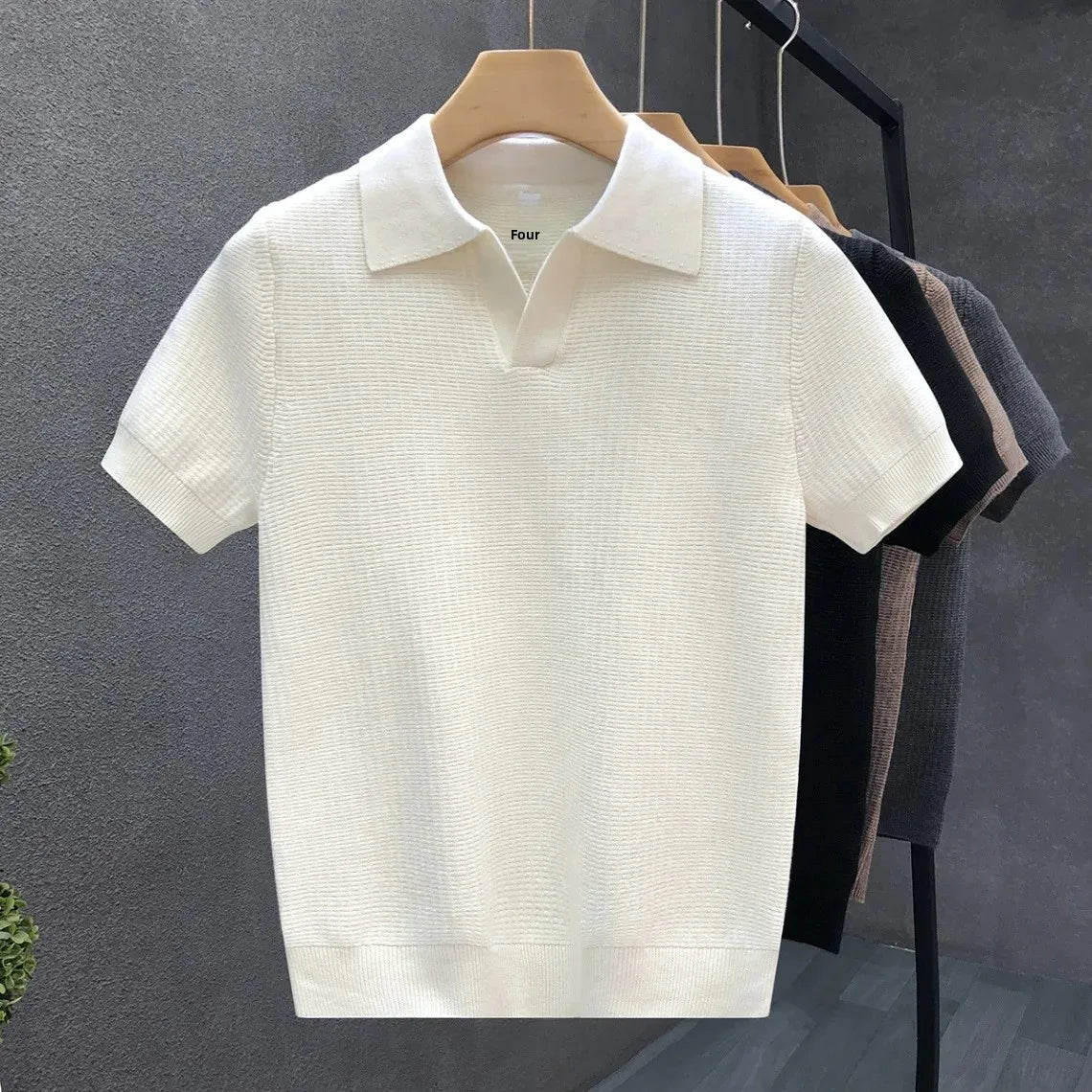 Polo en maille à col classique et coupe ajustée pour homme