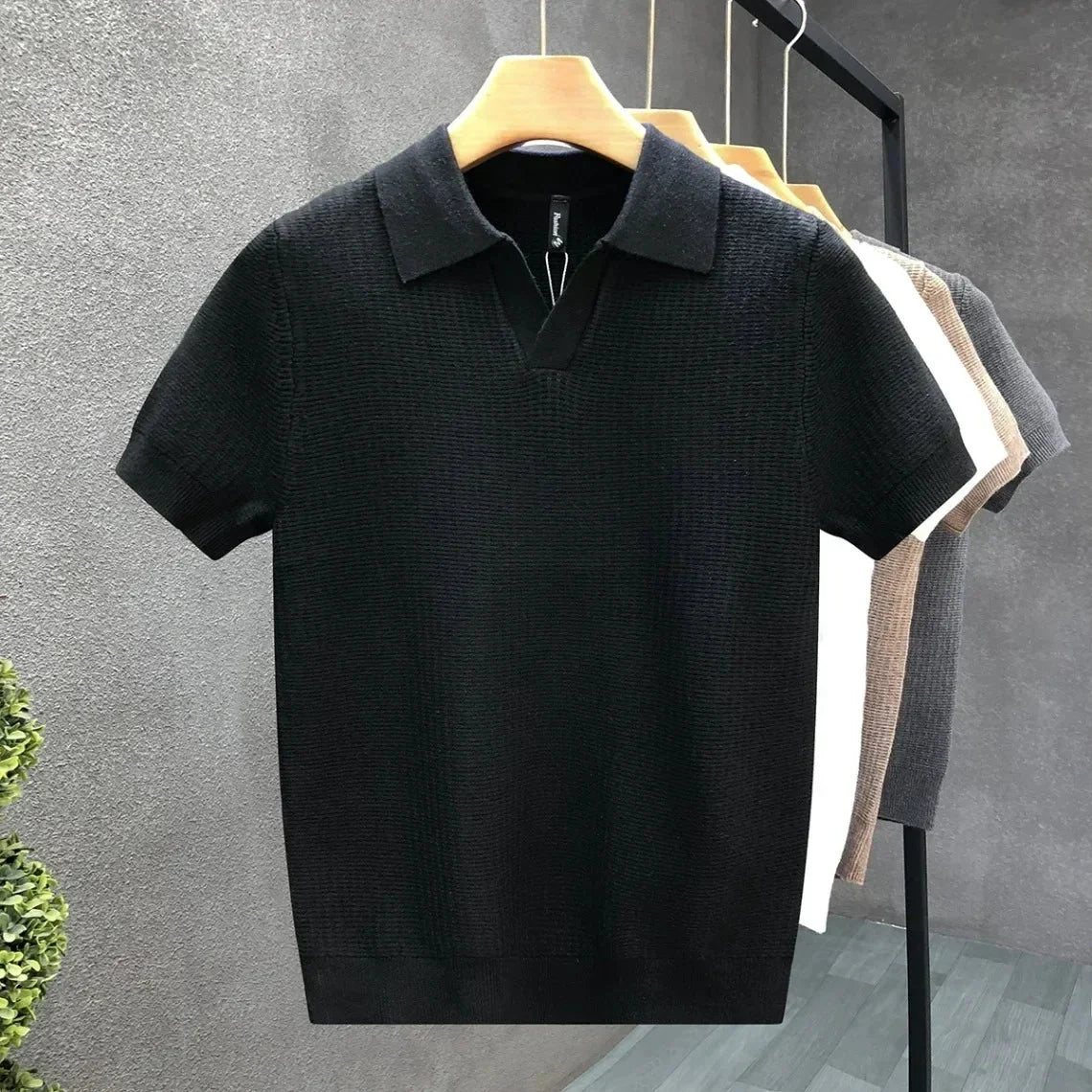 Polo en maille à col classique et coupe ajustée pour homme