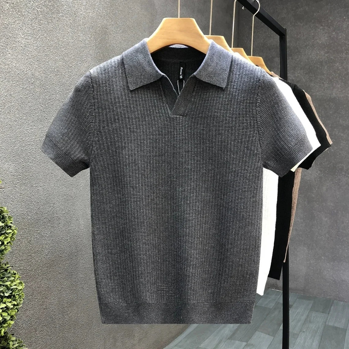Polo en maille à col classique et coupe ajustée pour homme