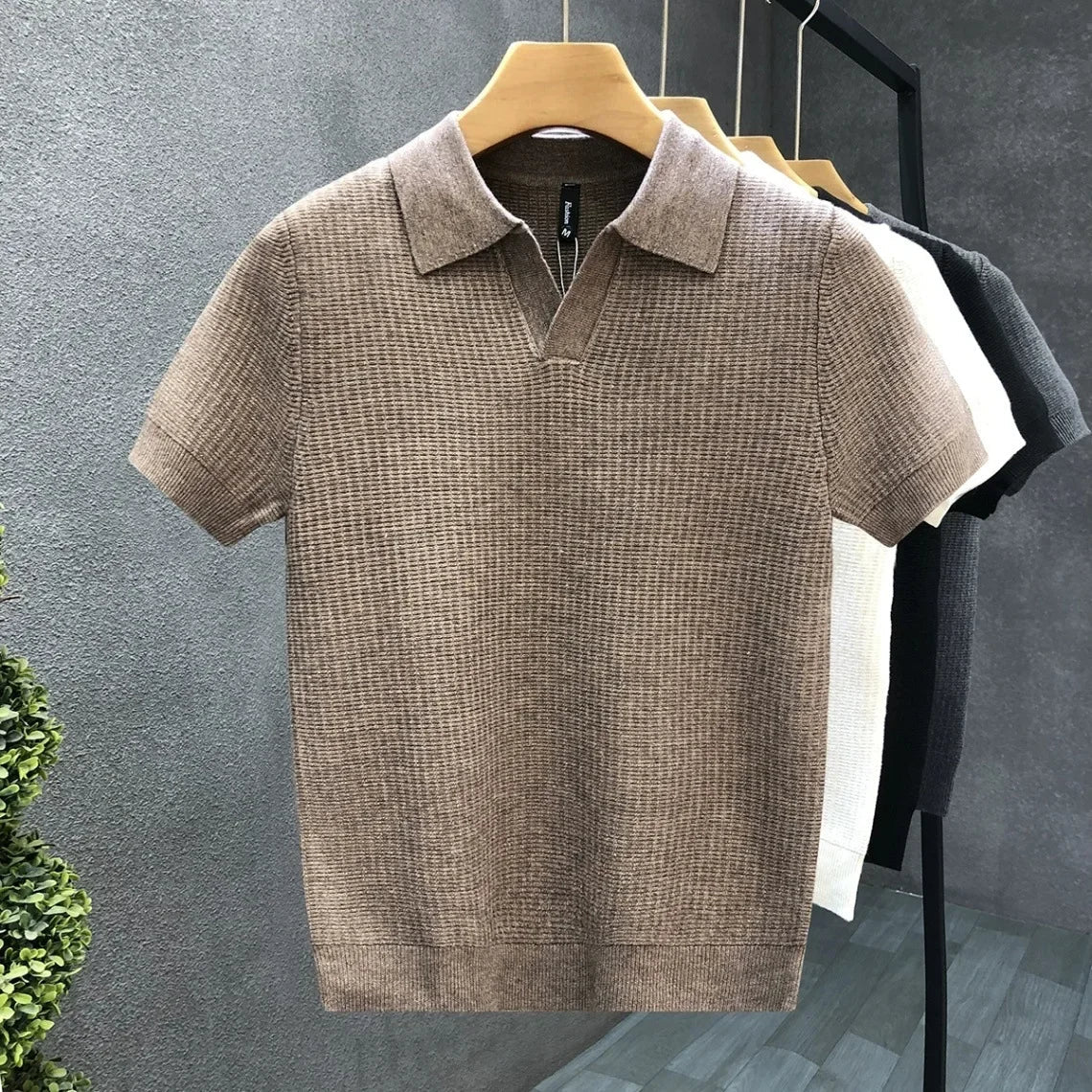Polo en maille à col classique et coupe ajustée pour homme