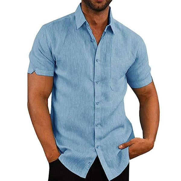 Chemise homme en mélange de lin et coton à la coupe raffinée