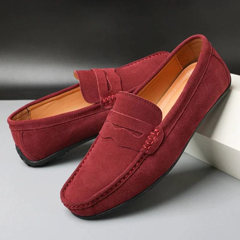 Mocassins à brides pour homme au profil bas avec bande décorative et coutures apparentes