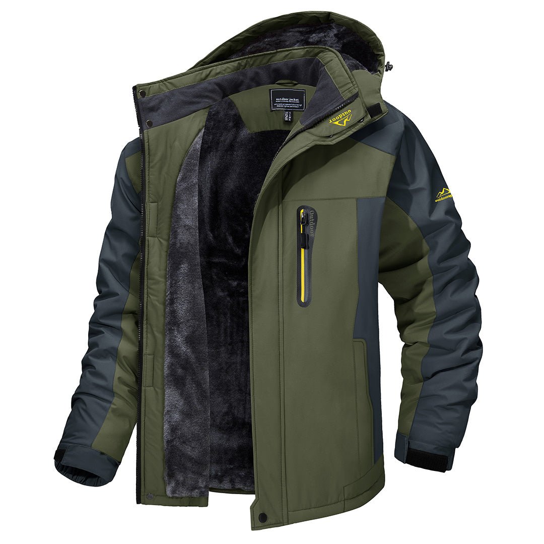 Veste imperméable doublée pour homme avec col montant et poches, coloris au choix