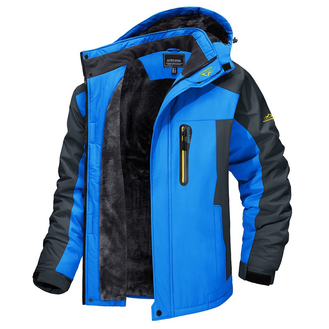 Veste imperméable doublée pour homme avec col montant et poches, coloris au choix