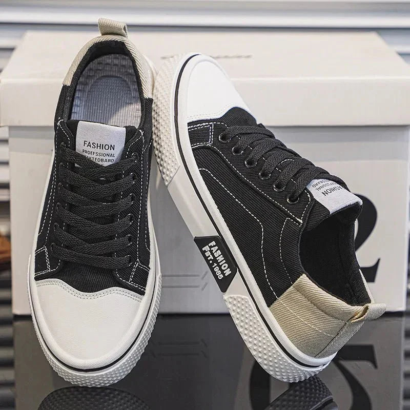 Baskets basses en toile pour homme à lacets, profil bas et design épuré