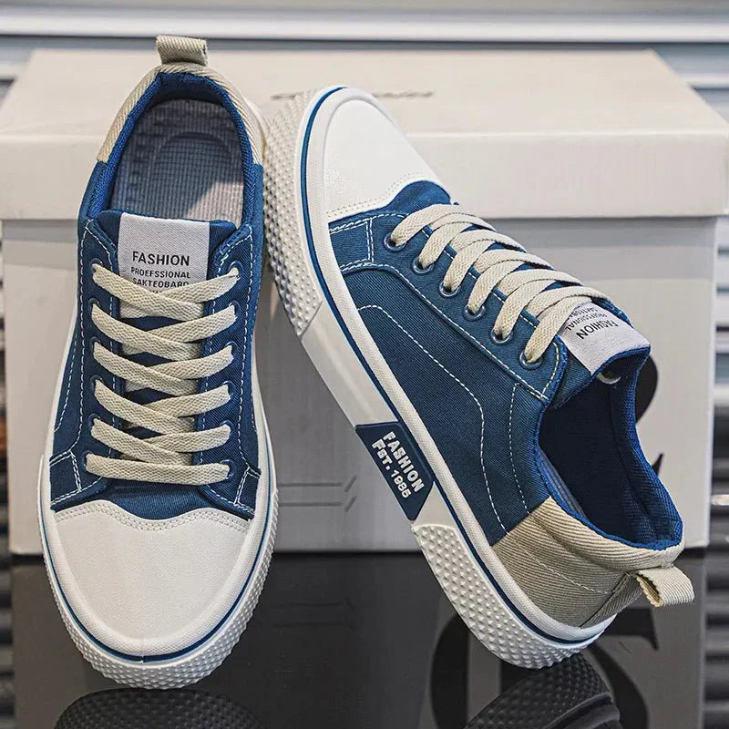 Baskets basses en toile pour homme à lacets, profil bas et design épuré