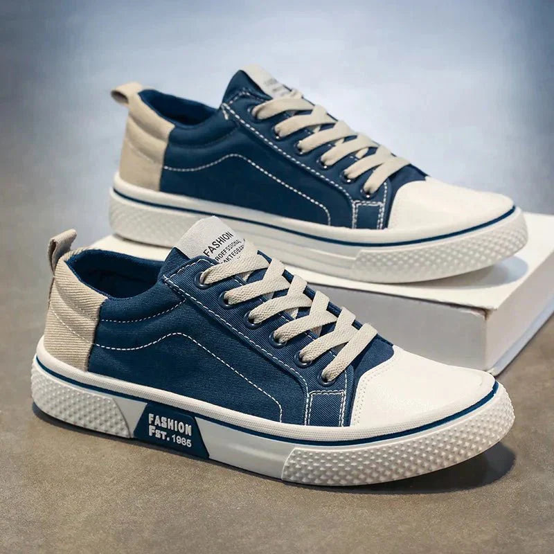 Baskets basses en toile pour homme à lacets, profil bas et design épuré