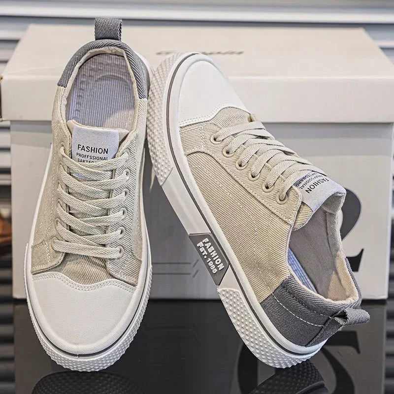 Baskets basses en toile pour homme à lacets, profil bas et design épuré