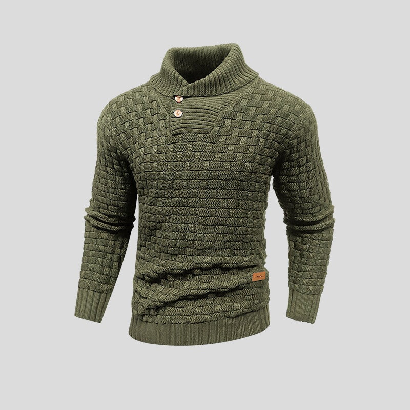 Pull homme à col montant en coton et bambou, coupe ajustée et lignes épurées