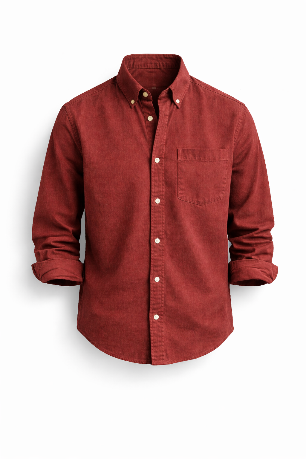 Chemise boutonnée pour homme à col classique, manches longues et poche poitrine