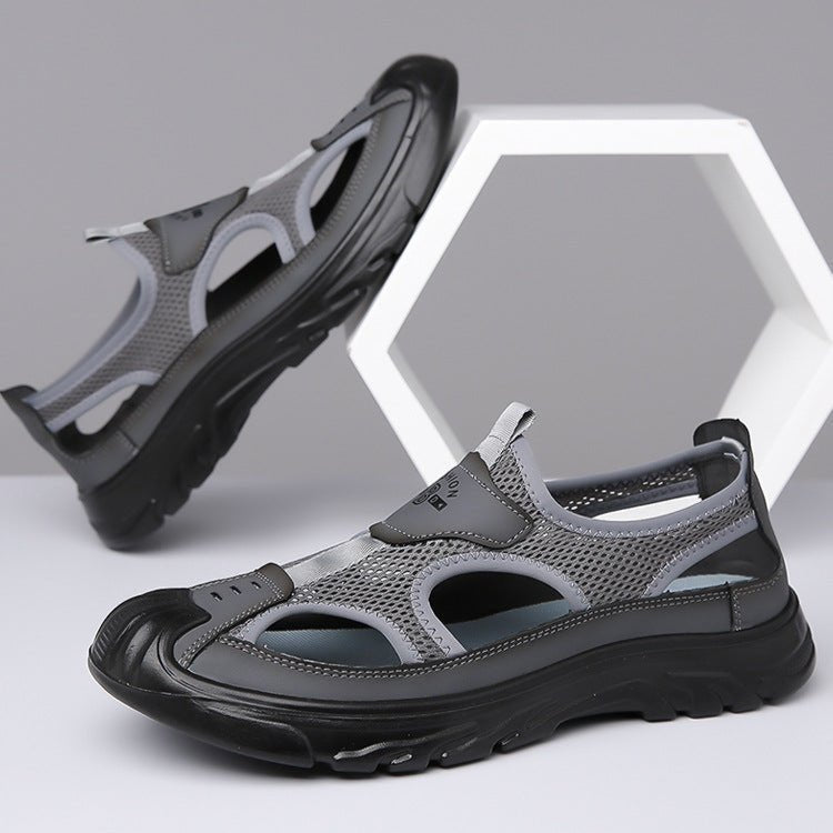 Sandales orthopédiques pour homme à semelle respirante en marron, gris et noir