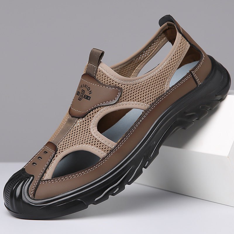 Sandales orthopédiques pour homme à semelle respirante en marron, gris et noir