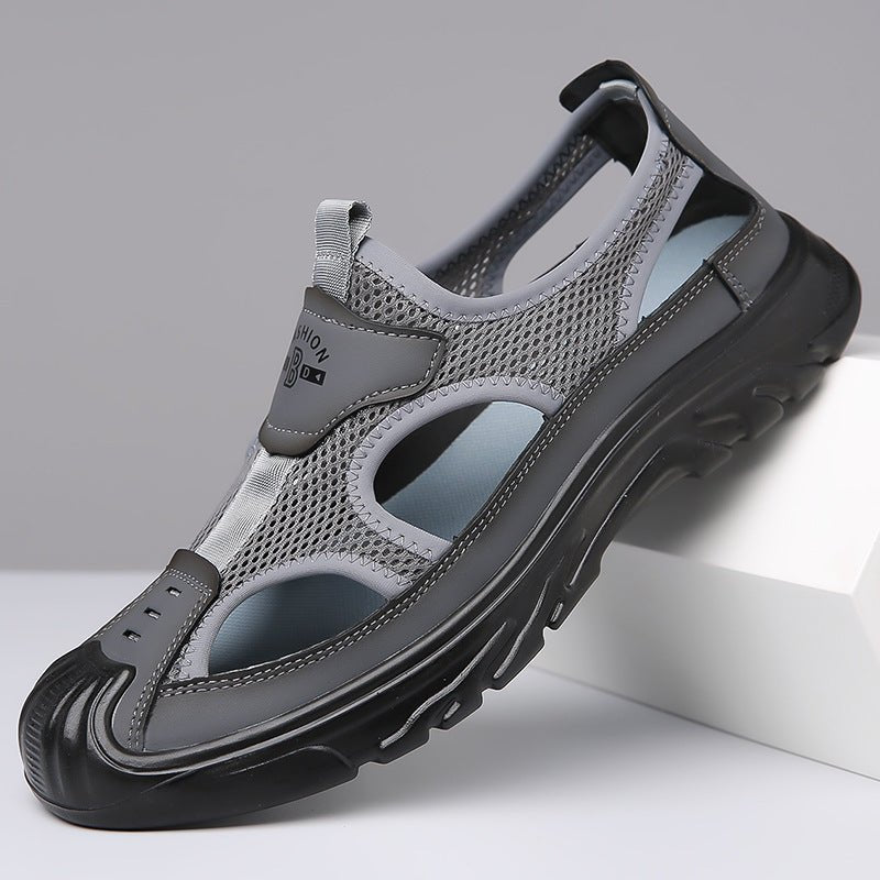 Sandales orthopédiques pour homme à semelle respirante en marron, gris et noir