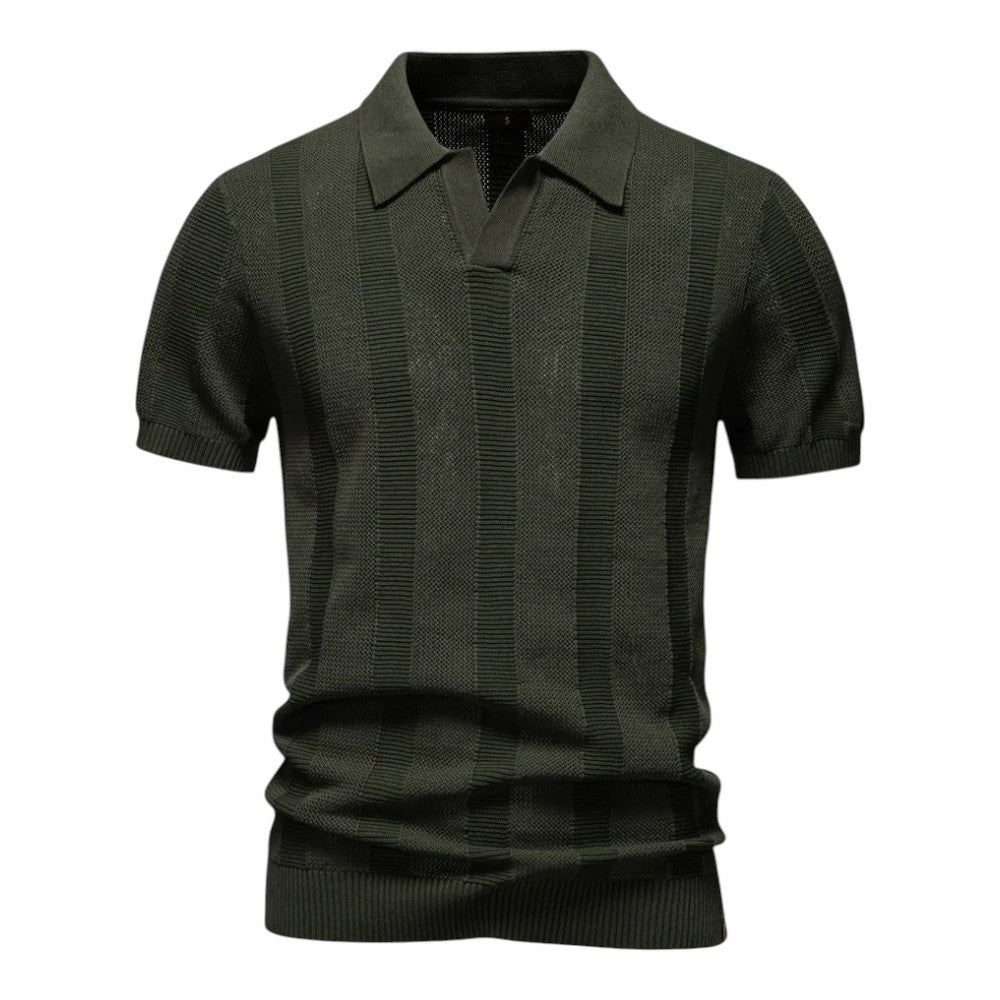 Polo en maille pour homme à col classique, disponible en vert, bleu marine et pierre