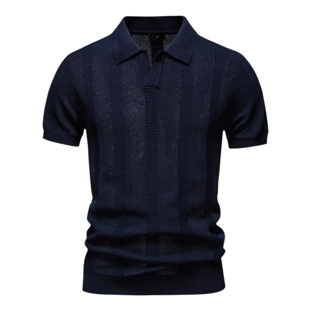 Polo en maille pour homme à col classique, disponible en vert, bleu marine et pierre