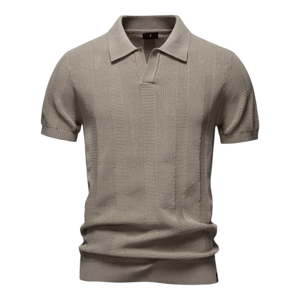 Polo en maille pour homme à col classique, disponible en vert, bleu marine et pierre