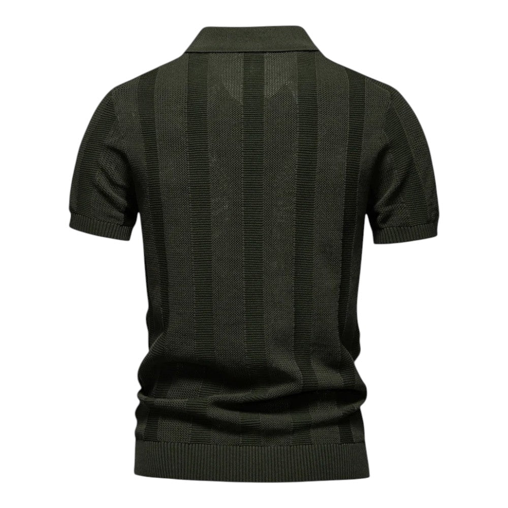 Polo en maille pour homme à col classique, disponible en vert, bleu marine et pierre