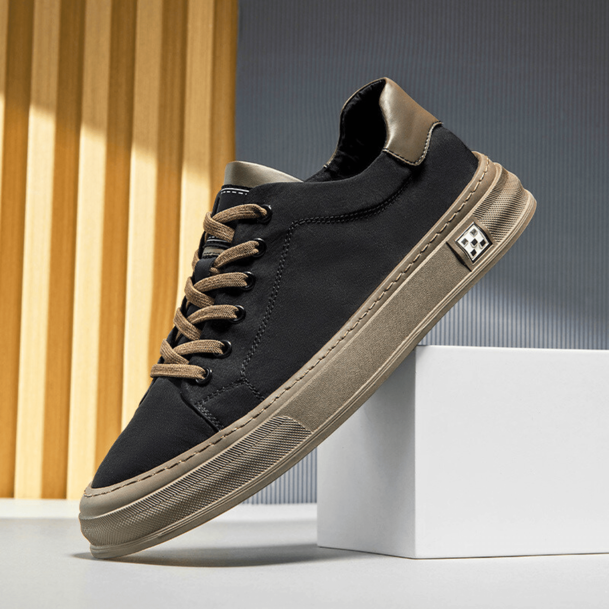 Baskets en toile à profil bas pour homme, coloris brume océanique et noir obsidienne