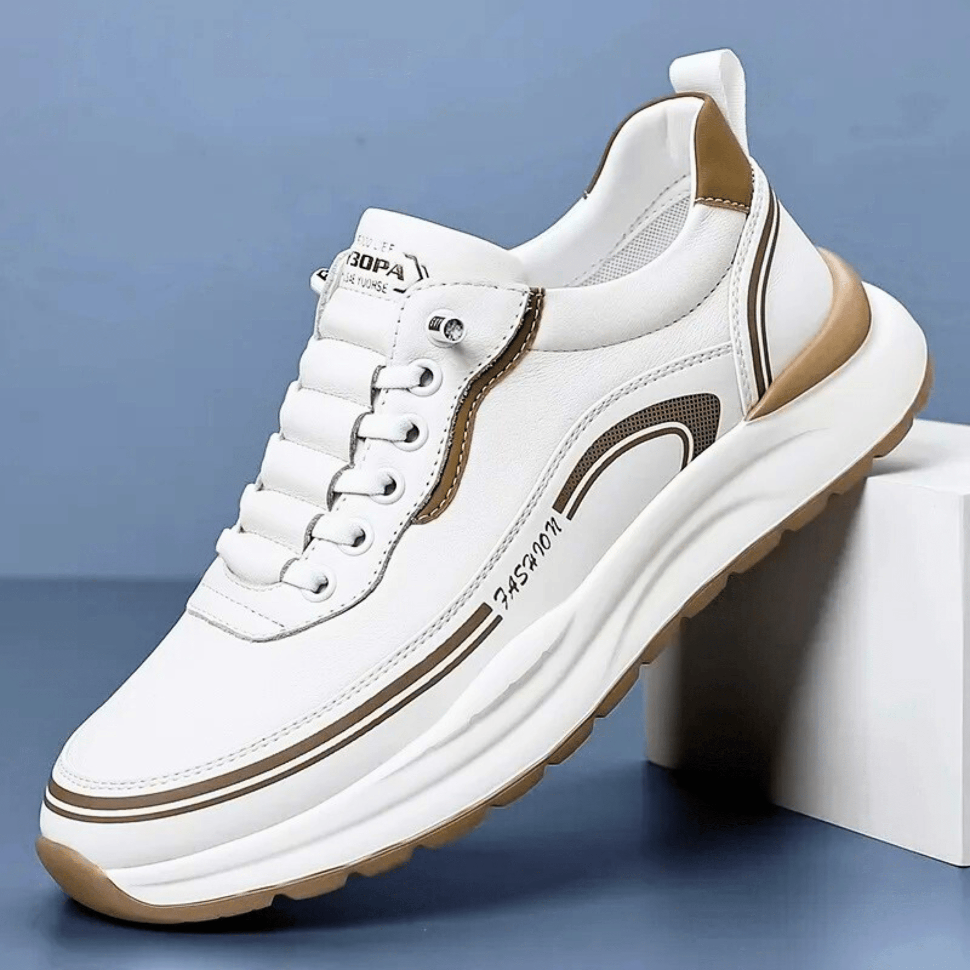Baskets de ville amorties pour homme à semelle épaisse, disponibles en noir, blanc et beige