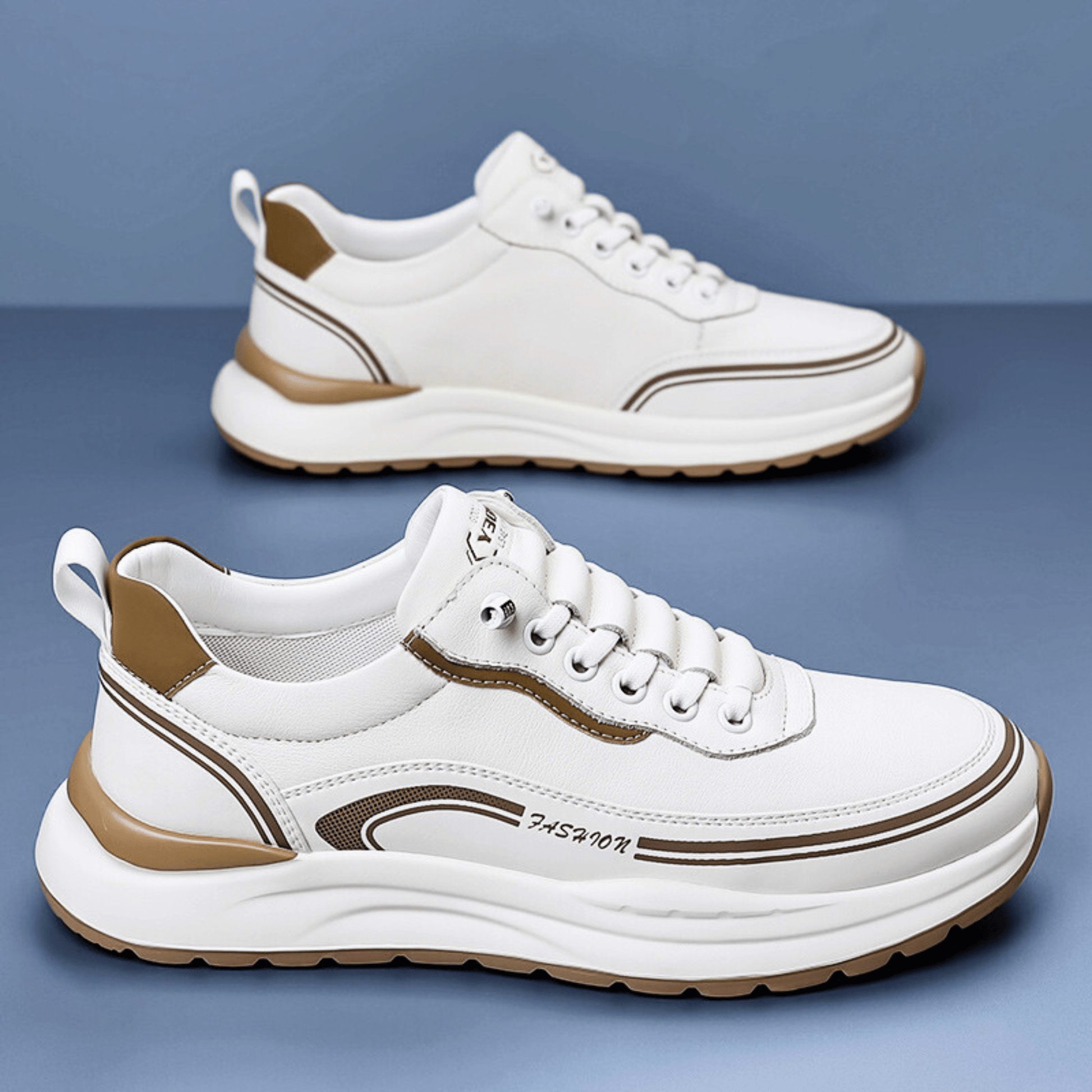 Baskets de ville amorties pour homme à semelle épaisse, disponibles en noir, blanc et beige