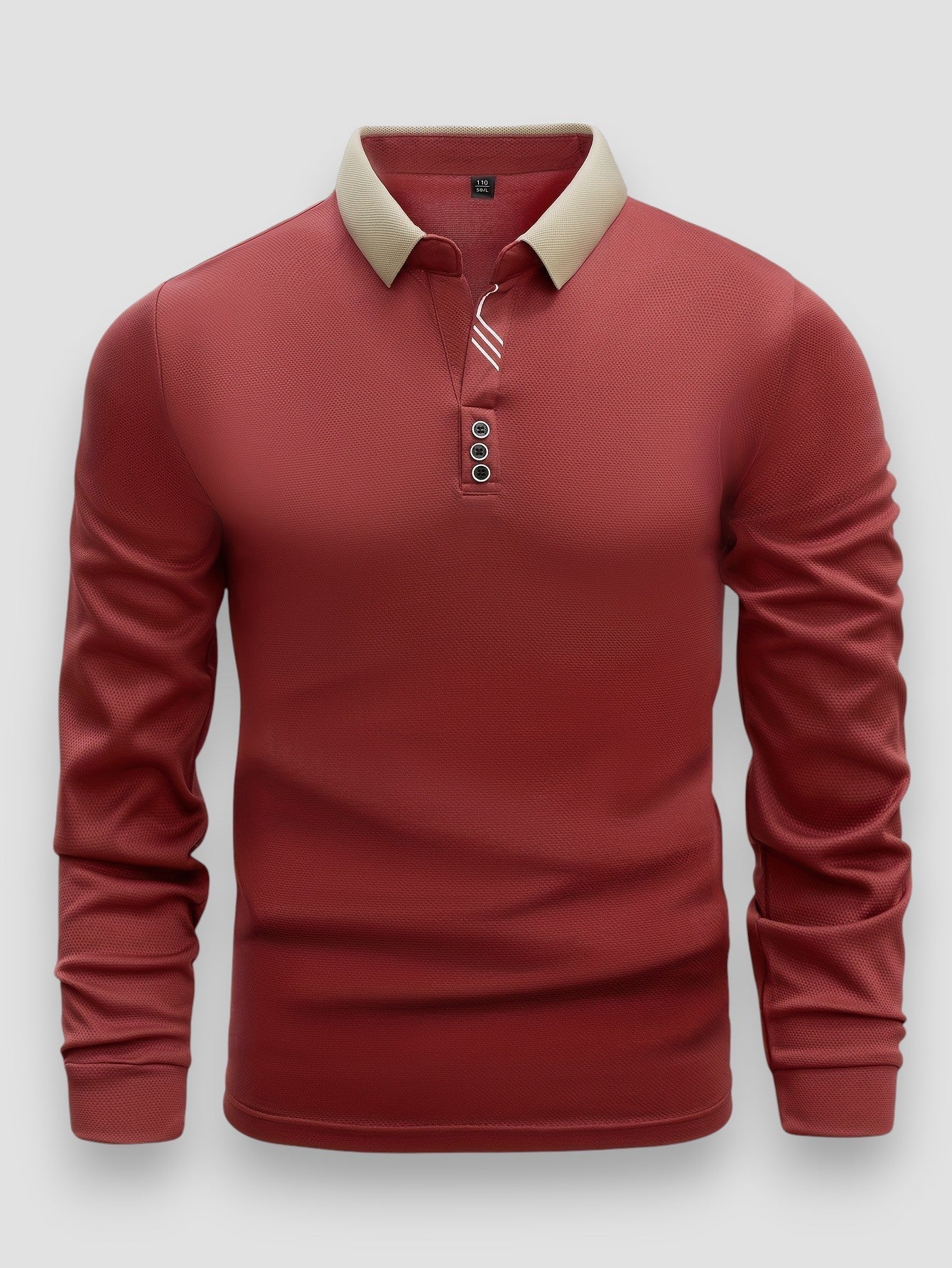 Polo manches longues pour homme à col boutonné et coupe régulière