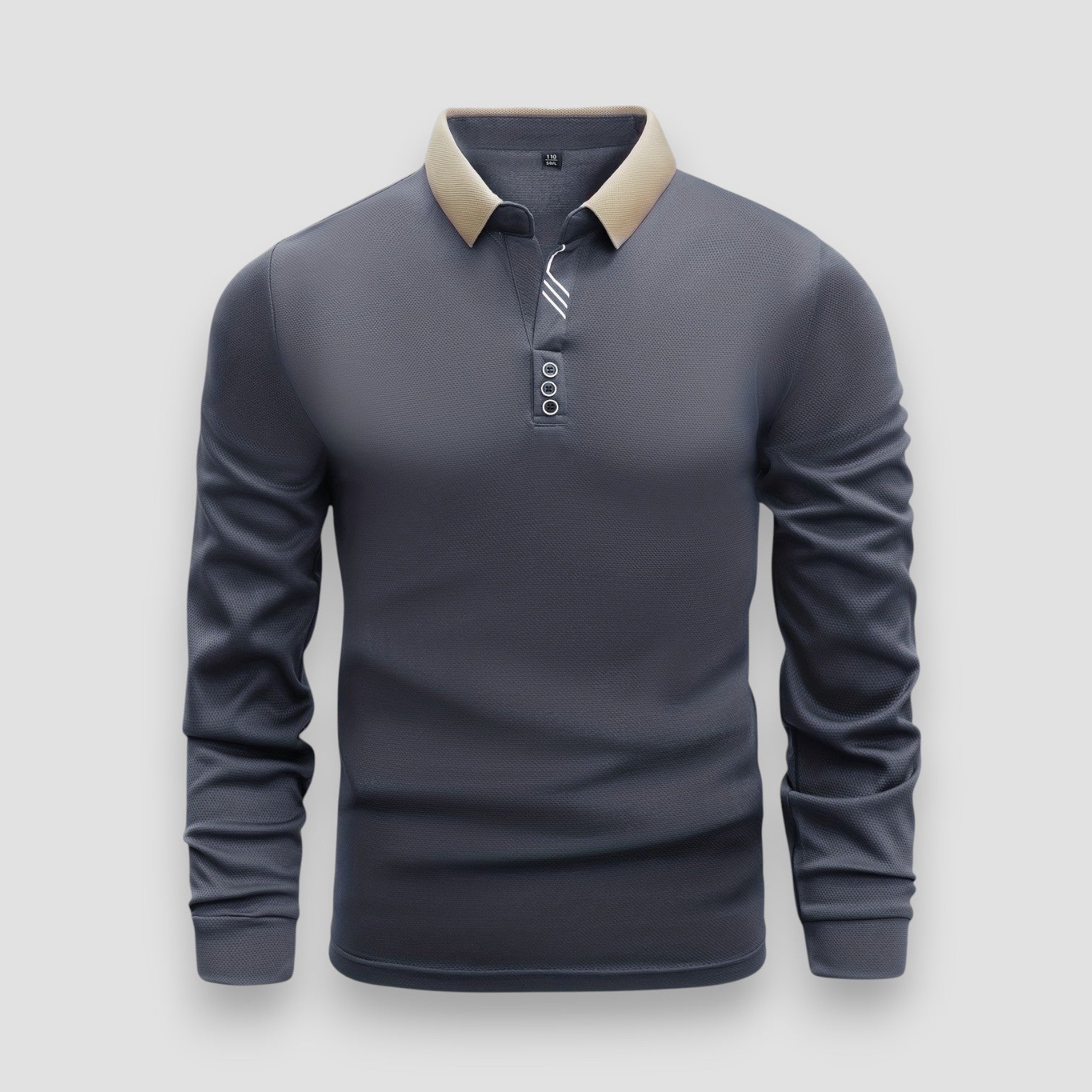 Polo manches longues pour homme à col boutonné et coupe régulière