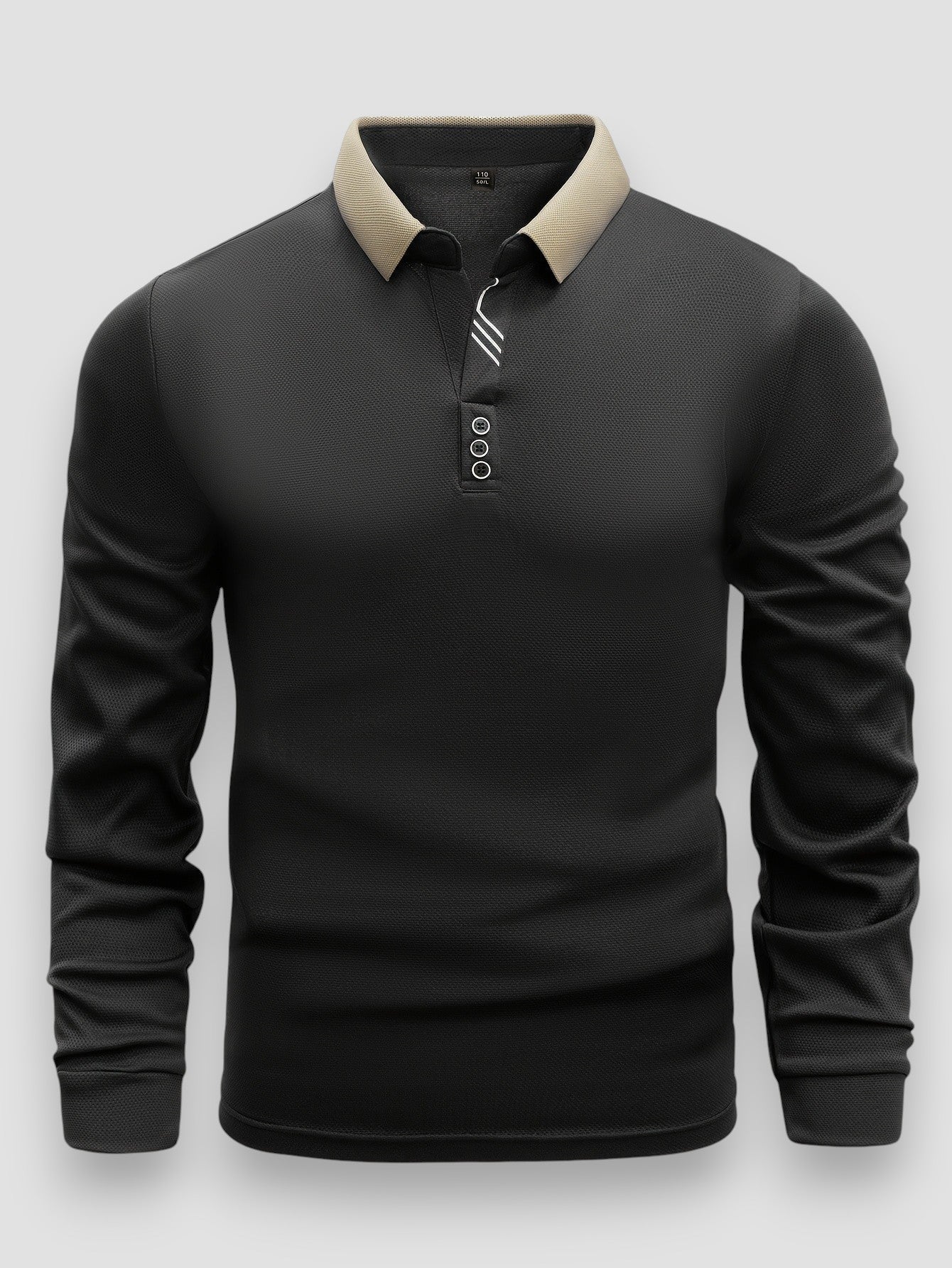 Polo manches longues pour homme à col boutonné et coupe régulière